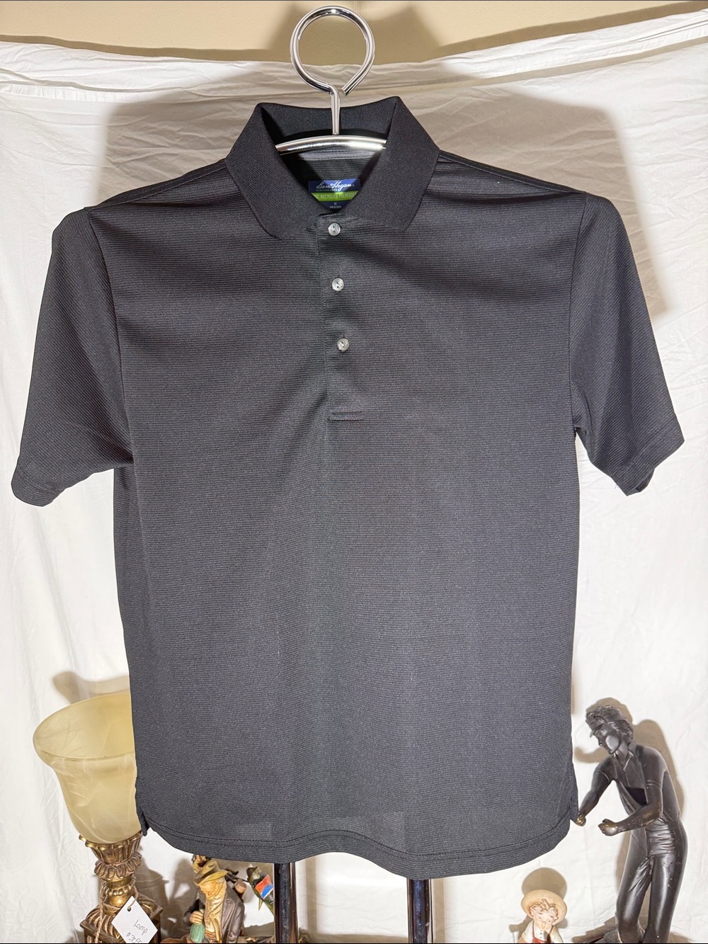 Hogan Black Short-Sleeve Polo with Three-Button Placket